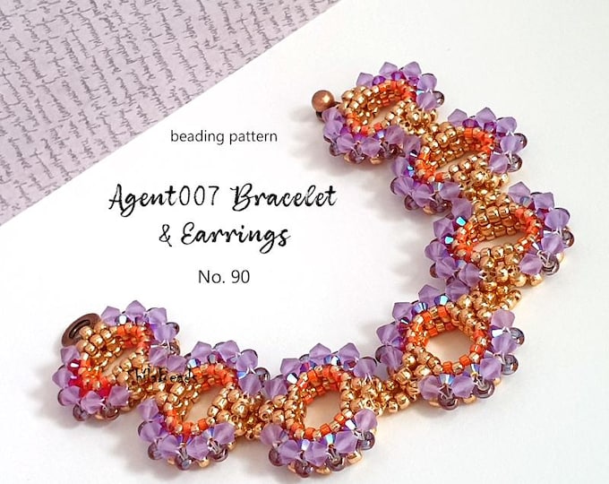 Beaded Bracelet & Earrings Pattern: Seed Bead Crystal Jewelry Tutorial (PDF Download)