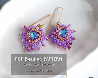 Beaded Earrings RAW Pattern: Seed Beads, Crystals, Pearls (PDF Tutorial)