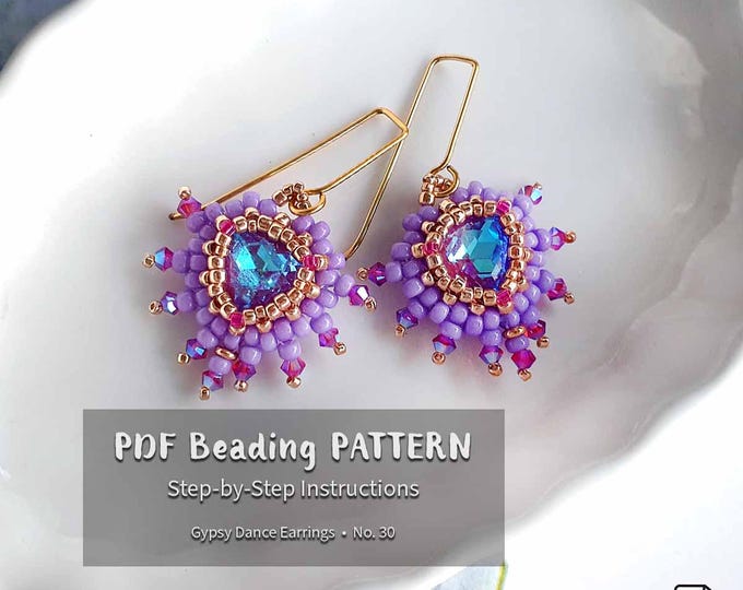 Beaded Earrings RAW Pattern: Seed Beads, Crystals, Pearls (PDF Tutorial)