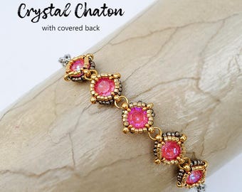 Beaded Bezel Pattern for 8mm Chaton: Seed & Delica Bead Jewelry (PDF Pattern