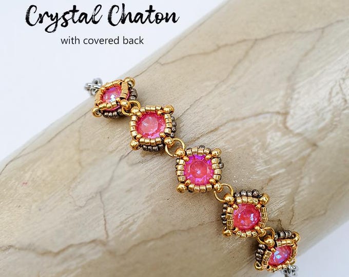 Beaded Bezel Pattern for 8mm Chaton: Seed & Delica Bead Jewelry (PDF Pattern