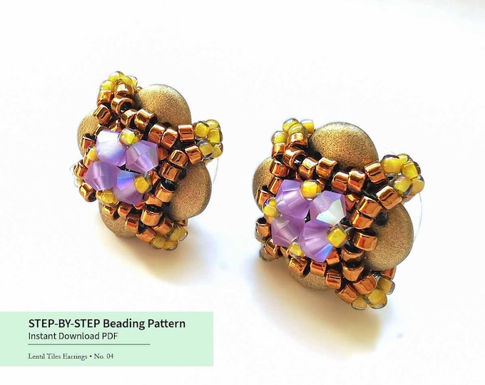 Beaded Lentil Tile Earrings Pattern • Seed Bead Jewelry Making (PDF Pattern)