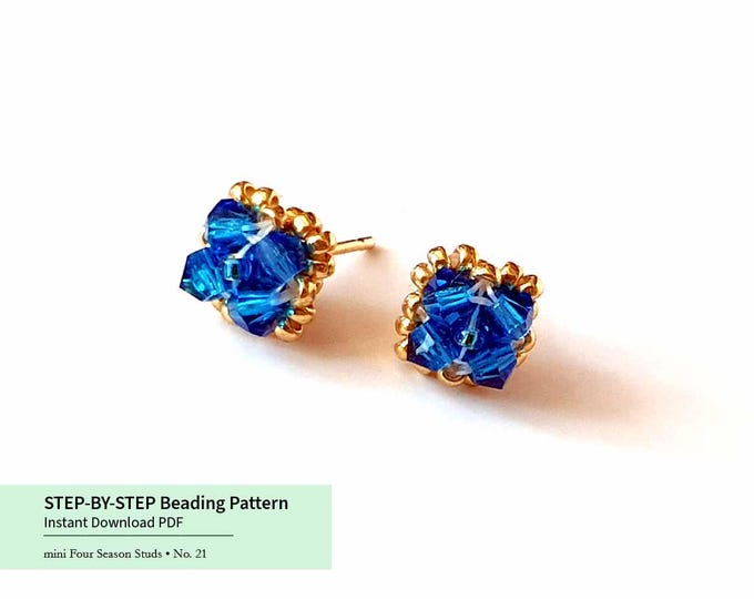 Beaded Earrings Pattern • Seed Bead, Crystal Pearl mini Four Seasons (PDF Pattern)