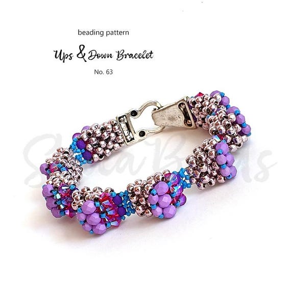 Beaded Bracelet Pattern: Seed Beads, Crystals, Pearls (PDF Download No 63)