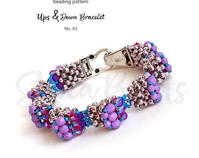 Beaded Bracelet Pattern: Seed Beads, Crystals, Pearls (PDF Download No 63)