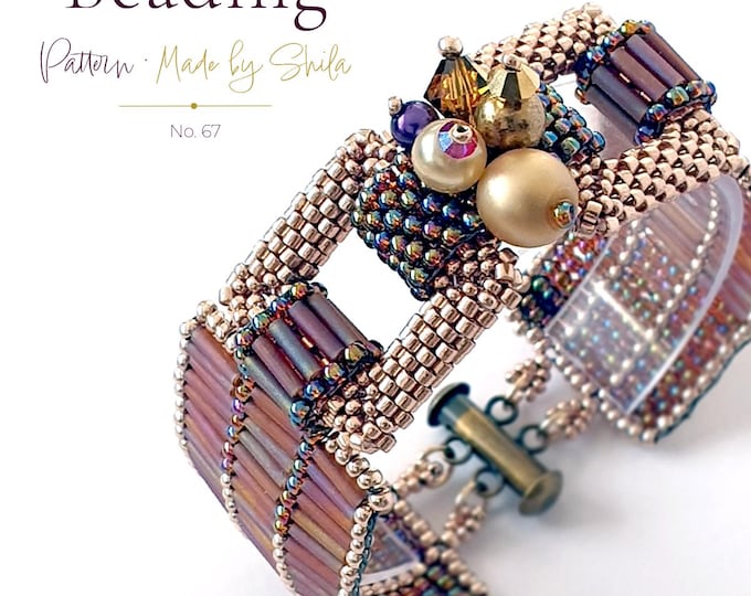 Peyote Bracelet Pattern • Beaded Cuff Tutorial PDF • Bugle Bead Bracelet