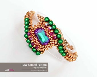 RAW and Bezel Beading Pattern PDF • Seed Bead Bracelet with Crystals & Pearls