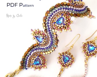 Beaded Bracelet Pattern: Crystal, Seed and Cube Beads (PDF Download)