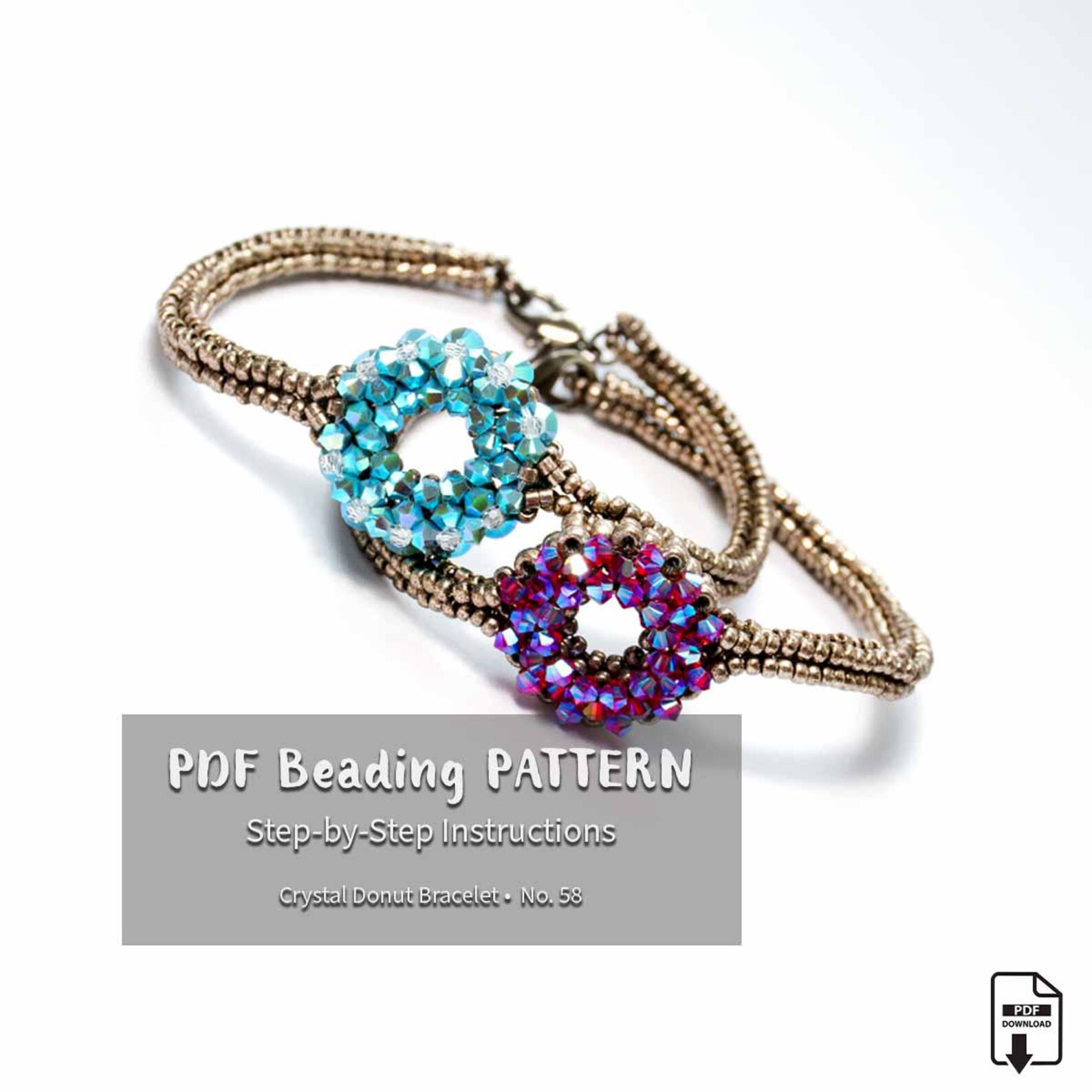 Craw Pattern Seed Bead Crystal Donut Bracelet Pattern • CRAW Pattern • Digital ...