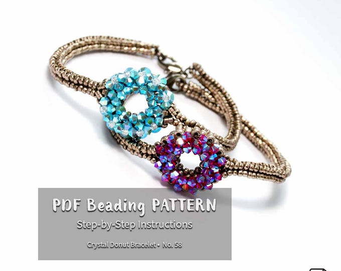 Seed Bead Crystal Donut Bracelet Pattern • CRAW Pattern • Digital download