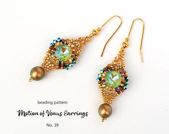 Beaded Earrings Pattern: Seed Beads, Tila Beads, Crystal (PDF Tutorial)