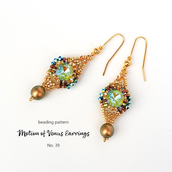 Beaded Earrings Pattern: Seed Beads, Tila Beads, Crystal (PDF Tutorial)