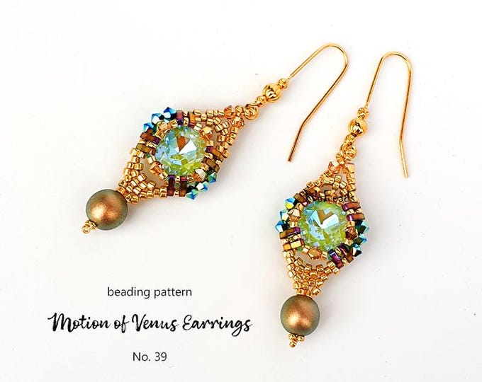 Beaded Earrings Pattern: Seed Beads, Tila Beads, Crystal (PDF Tutorial)