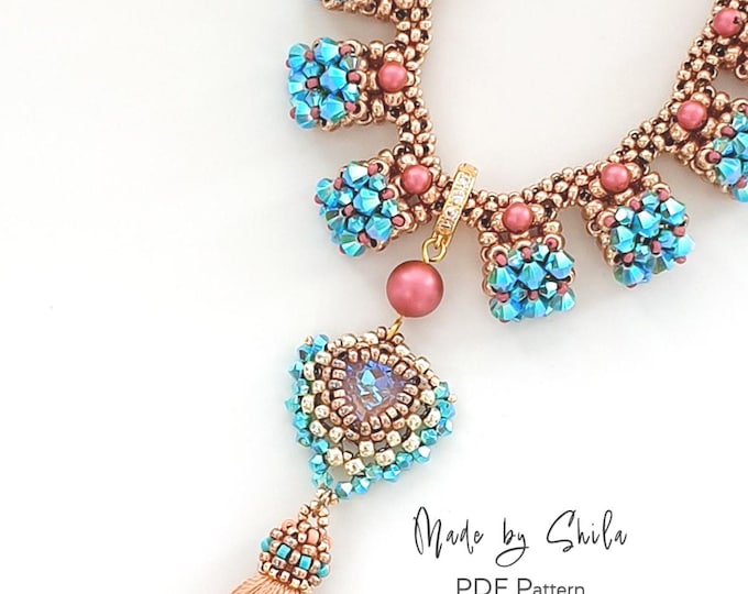 Seed Bead Necklace, Earrings & Tassel Patterns PDF •  Crystals and Pearls • 3 Beading Tutorials