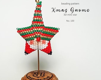 Beading Pattern Step-by-step INSTANT downloadable PDF - 3D Beaded Christmas Star No 100 -  Gnome