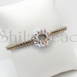 Pattern Tutorial - Bracelet Jewelry making with Seed beads and Crystals Step-by-step PDF Instant download - Crystal Donuts Bracelet No 58