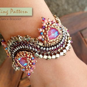 Modèle de bracelet de perles : cristaux, rocailles et cubes de perles (téléchargement PDF)