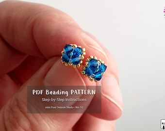 Beginner Beaded Stud Earrings PDF – Step-by-Step CRAW Tutorial with Crystal & Pearl