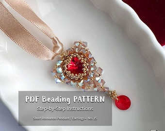 Beaded Jewelry Pattern PDF | Peyote Bezel & RAW Pendant • Earrings Tutorial • Seed Bead Pattern
