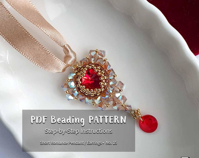 Beaded Jewelry Pattern PDF | Peyote Bezel & RAW Pendant • Earrings Tutorial • Seed Bead Pattern