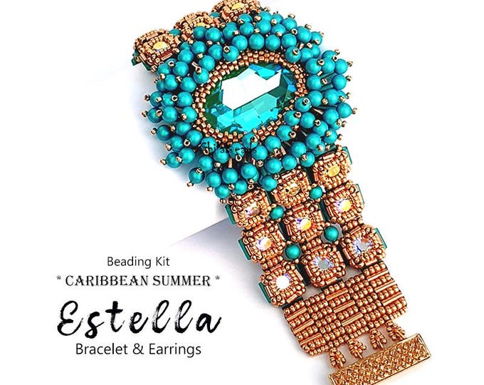 Beading Kit: Turquoise Crystal Bracelet & Earrings - Caribbean Summer