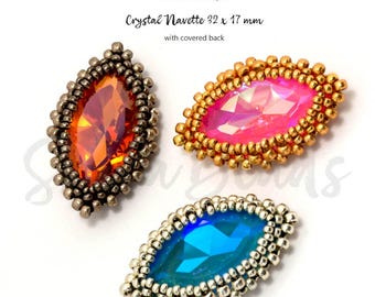 Beading Pattern: RAW Bezel for 32x17mm Crystal Navette (PDF Download)