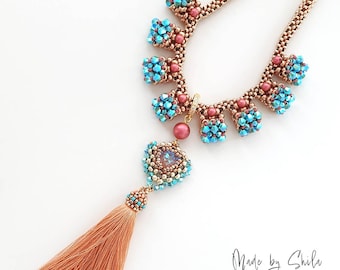 Seed Bead Necklace, Earrings & Tassel Patterns PDF •  Crystals and Pearls • 3 Beading Tutorials