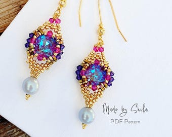 Beaded Earrings Pattern PDF • Peyote Stitch Earrings • Seed Bead DIY • Instant Download
