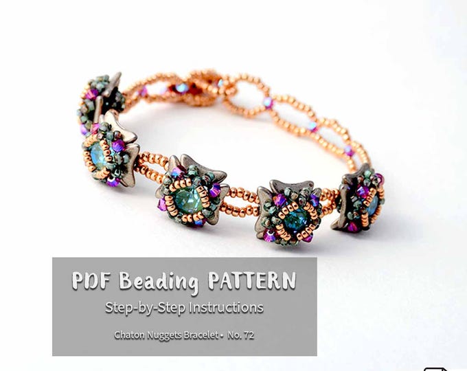 Beading Pattern RAW • Crescent bead & Crystal Chaton • Beginner Beadwork PDF