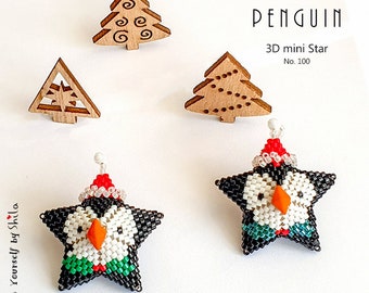 Beading Pattern Step by step INSTANT downloadable PDF - 3D Beaded Christmas Santa Star No 100