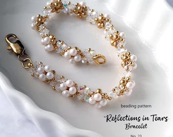 Beaded Bracelet Pattern: Seed Beads, Crystals, Pearls (PDF Tutorial)