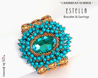 Jewellery making Kit with high quality Japanese beads and Crystals - Estella Bracelet & Earrings No 95 * Caribbean Summer *