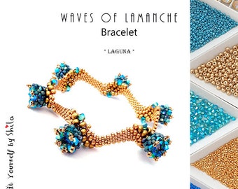 Jewelry making Kit - Beading Kit with Japanese beads and Austrian Crystals - Waves of La Manche Bracelet No 33 - Laguna