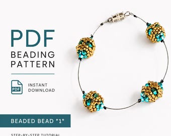 Beaded Bead PDF Pattern • Peyote Stitch Tutorial • Seed Bead Jewelry DIY • Instant Download