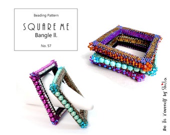 Beading Pattern Beaded Bracelet Bangle Tutorial Step by step INSTANT download PDF - Square Me Bangle II. No 57