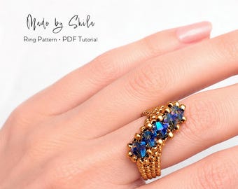 Asymmetric Ring • Beading Pattern Tutorial • Step-by-Step PDF, Instant Download