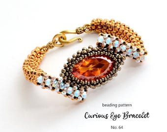 Beaded Bracelet Pattern: Crystal Navette, Seed Beads (PDF Download)