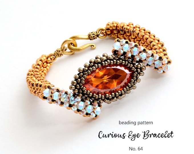 Beaded Bracelet Pattern: Crystal Navette, Seed Beads (PDF Download)