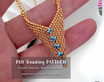 Peyote Stitch Triangle Pendant Pattern PDF • Geometric Seed Bead Necklace Tutorial • Instant Download