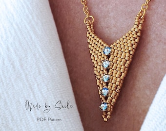 Peyote Stitch Triangle Pendant Pattern PDF • Geometric Seed Bead Necklace Tutorial • Instant Download