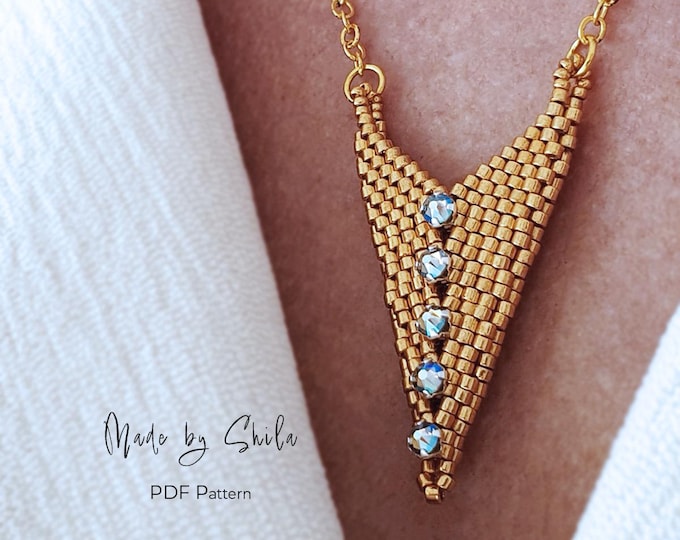 Peyote Stitch Triangle Pendant Pattern PDF • Geometric Seed Bead Necklace Tutorial • Instant Download