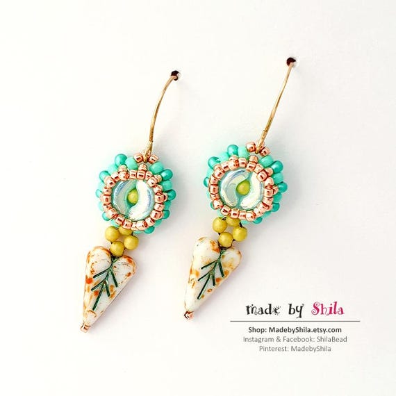 Pattern Tutorial - Earrings Jewelry making with Seed beads and Arcos beads Step-by-step PDF Instant download - Arcos Earrings