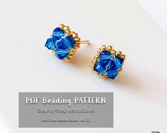 Beginner Beaded Stud Earrings PDF – Step-by-Step CRAW Tutorial with Crystal & Pearl