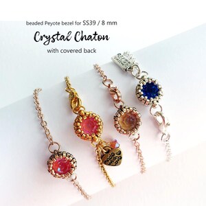 May include: Three beaded bracelets with crystal chaton stones. The bracelets are made with gold and silver beads and have a delicate chain. The stones are pink, blue, and gold. The bracelets have a "Made with Love" charm.