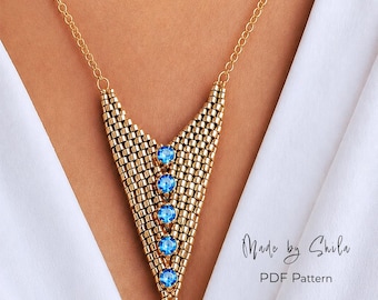 Peyote Stitch Triangle Pendant Pattern PDF • Geometric Seed Bead Necklace Tutorial • Instant Download