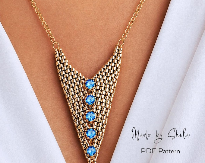 Peyote Stitch Triangle Pendant Pattern PDF • Geometric Seed Bead Necklace Tutorial • Instant Download