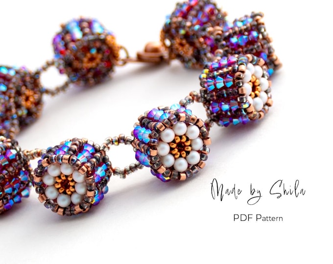 Beaded Sushi Bracelet Pattern: Delica Beads & Crystals (PDF Download)