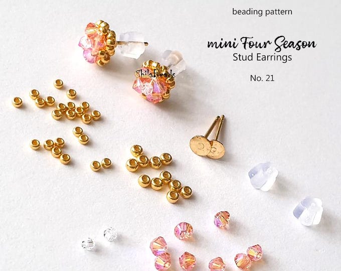 Beaded Earrings Pattern: Seed Bead, Crystal Pearl mini Four Seasons (PDF Pattern)