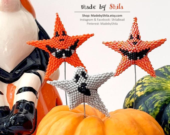 Beading Pattern Step-by-step INSTANT downloadable PDF - 3D Beaded Star No 100 -  Spooky Star