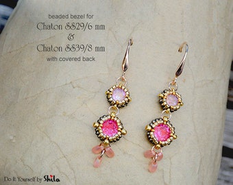 2 Beading Patterns - Bezel for Crystal Chaton SS29 (6 mm) and SS39 (8 mm) Round Stones with covered back